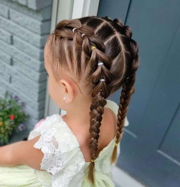 10 bonitos peinados para niñas: Ideas rápidas y fáciles 2 trenzas cocidas corazon
